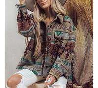 SARGE Rétro Ethnique Vintage Veste Femmes épissage Vestes Amples imprimé aztèque à Manches Longues vêtements d'extérieur Chemises Streetwear Femme Goth Manteau
