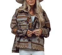 SARGE Rétro Ethnique Vintage Veste Femmes épissage Vestes Amples imprimé aztèque à Manches Longues vêtements d'extérieur Chemises Streetwear Femme Goth Manteau