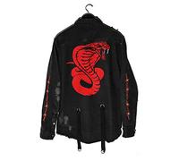 SARGE Veste en Jean Noir Manteau décontracté Harajuku Streetwear Vintage Jean Manteau Gothique Broderie démon Chasseur crâne Hommes Rock Punk Veste