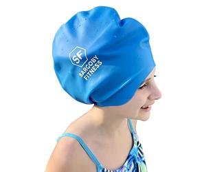 Sargoby Fitness Bonnet de Bain Enfant pour Dreadlocks Cheveux Long Locks Rasta and Afro (Bleu, Moyen)
