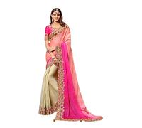 Sari 2387 Sari en soie pour mariage indien et mariée Rose crème