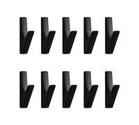 SARIHOSY Lot de 10 crochets muraux miniatures en laiton noir à visser, crochets de porte noirs, crochets muraux noirs pour suspension, crochets doubles en laiton pour peignoir, crochets de salle de