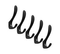 SARIHOSY Lot de 5 crochets noirs en alliage de zinc pour serviettes à une seule couche, crochet salle de bain classe, cuisine, chambre à coucher crochet adhesif auxmir mural pour tableau
