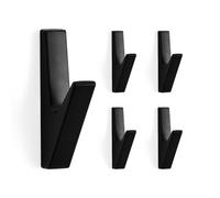 SARIHOSY UJOY Lot de 5 crochets muraux noirs mats en alliage de zinc pour vestiaire, salon, chambre à coucher, crochet mural noir de salle de bain, porte-clés pour mur, peignoir noir