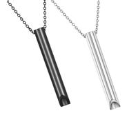 Sarini 2 pièces en Acier Inoxydable sifflet méditation Respiration consciente soulager l'anxiété Yoga Collier Pendentif en Acier Inoxydable (Noir + Argent)
