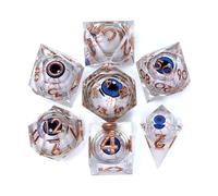 Sarini Dice Set Dragon Eye Résine Sharp Edge avec boîte-Cadeau, Donjons et Dragons Polyédriques DND Dice Jeu de dés Jeu de rôle (Blanc)
