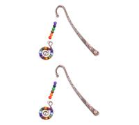 Sarini Lot de 2 Marque-Pages en métal, Arbre de Vie, Marque-Page en Pierre de 7 Cristaux de Chakra, Marque-Page en Perles et Pierres précieuses polies pour Cadeau pour Votre Amoureux, Meilleur ami