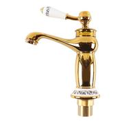 Sarini Mitigeur De Lavabo Rétro, Robinet Mitigeur De Luxe Victorien Avec Poignée En Céramique Florale, Robinet De Lavabo Monocommande Vintage Pour Vestiaire, Doré