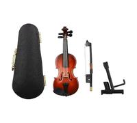 Sarini Modèle d'instrument en Bois de Violon Miniature de 8cm avec Support avec nœud et étui en Cuir Noir pour décoration de Maison de poupée et de Bureau