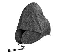 Sarini Oreiller de voyage pour le cou en mousse à mémoire de forme, oreiller de voyage à capuche pour adultes, oreiller cervical confortable pour voyager avec capuche, oreiller de vol, coussin de voya
