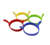 Sarini Paquet de 4 Anneaux d'oeufs pour la friture, Anneau d'oeufs au Plat antiadhésif Anneau de friture d'oeufs en Silicone Anneaux de Cuisson d'oeufs Anneaux de crêpes résistants à la Chaleur Moule