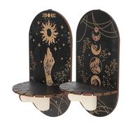 Sarini pièces présentoir en Cristal Rustique Suspendu Support de Cristal en Bois Support étagère à Main pour Cristaux et huiles essentielles Support Mural Noir élégant