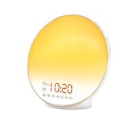 Sarini Réveils Sunrise, réveil Lumineux avec Simulation de Lever/Coucher de Soleil, Double Alarme, Lampe de Chevet, Fonction Snooze, Radio FM