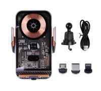 Sarini Support pour téléphone de Voiture, Chargeur sans Fil pour Voiture 15W, Charge Rapide, Support Rotatif à 360 ° avec capteur Automatique, Coque Transparente