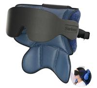 SARISUN Coussin de voyage pour avion - Avec masque de sommeil - Soutien du cou à 360° - Essentiels de voyage portables - Appuie-tête réglable pour sièges sans appuie-tête - Bleu chiné