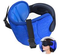 SARISUN Oreiller de Voyage, Oreiller Cervical avec Masque pour Les Yeux, Oreiller d'avion pour Long vol, Oreiller de Voyage pour Voiture, Appui-tête de Voiture, Bleu