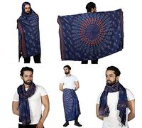 SARJANA HANDICRAFTS Écharpe paréo mandala en rayonne pour homme et femme - Cache-maillot de bain - Unisexe - Serviette de plage gitane, bleu, taille unique