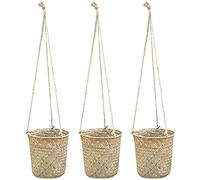 Sarngk 3 PièCes Panier de Rangement Tissé à la Main Osier Suspendu Pot de Fleur Panier Plante Panier IntéRieur et ExtéRieur Conteneur de Fleurs