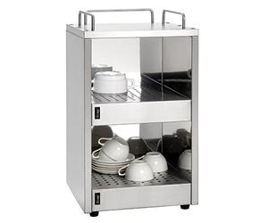 Saro - Athos Chauffe-tasses pour la Restauration, Corps en Acier Inoxydable, pour 72 Tasses, 2 Niveaux, 32 x 32 x 54,5 cm, 140 W, avec Espaces de Rangement pour Tasses et Soucoupes