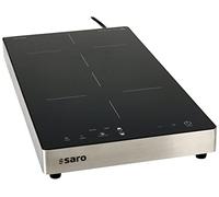Saro - Denise Plaque à Induction avec 2 Zones de Cuisson, Inox/Verre, 8 Niveaux de Puissance, pour Casseroles Ø 26 cm, Commande Tactile, Affichage LED, Minuterie, 3,5 kW