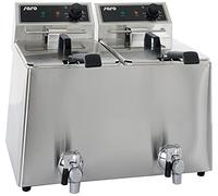 Saro - EF 88 Friteuse avec Robinet de Vidange, 2 x 8 l, Inox, Cuve à Zone Froide, Résistance Amovible, Thermostat de Sécurité, 2 x 3 kW
