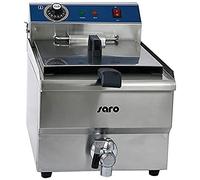 Saro - FT 13 Friteuse en Inox, 13 l, avec Robinet de Vidange, Cuve Arrondie à Zone Froide, Température Réglable en Continu de 0 à 180 °C, Résistance Amovible, 3,3 kW