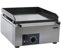 Saro - GPK 400 Plancha pour la Restauration, 1 Zone de Chauffe, Surface de Cuisson Lisse, Revêtement en Céramique, Inox, 300 °C, avec Récupérateur de Graisse et Protection Anti-Éclaboussures, 3 kW