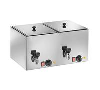 Saro - HD 200 Chauffe-Saucisses, Acier inoxydable, avec Grille et Robinet de Vidange, Plage de Température de 0 à 100 °C, 2 x 1 kW, 560 x 350 x 290 mm