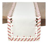 Saro Lifestyle 1633.I1654B Bonbon Collection Chemin de table Motif canne de Noël 100% polyester Ivoire