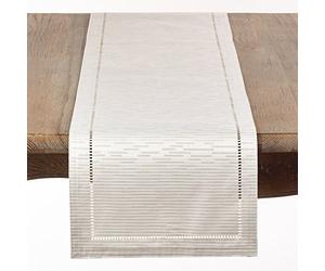 SARO LIFESTYLE 4009.I1354B Linette Collection Chemin de table ajouré 100% polyester Ivoire