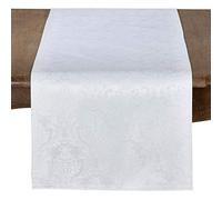 SARO LIFESTYLE 6115.W1672B Damassé Collection Chemin de Table Blanc Damassé 100% Polyester