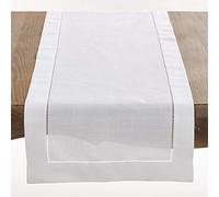 SARO LIFESTYLE 6301.R1672B Chemin de Table, Polyester, Blanc, 16" x 120"