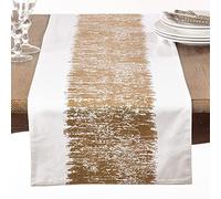 SARO LIFESTYLE 700.GL16108B Agatha Collection Chemin de Table en Coton à Bandes métalliques Doré