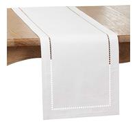 SARO LIFESTYLE 9738.W1454B Collection Hadleigh Chemin de table Ourlet à jour découpé au laser Polyester Blanc