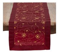 Saro Lifestyle belles Vacances Décor de table avec brodé et Paillette Motif 16" x 90" bordeaux