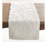 Saro Lifestyle Chemin de Table en Fausse Fourrure, 38,1 x 137,2 cm, Blanc