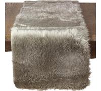 Saro Lifestyle Chemin de table en fausse fourrure, 38,1 x 228,6 cm, Gris
