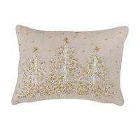 SARO LIFESTYLE l'hiver Oreiller en Polycoton brodé pour Sapin de Noël avec Duvet Garni, 35,6 x 50,8 cm, Naturel
