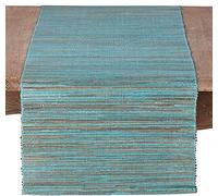 SARO LIFESTYLE Melaya Collection 217.TQ1672B Chemin de table tissé en jacinthe d'eau scintillante 100% turquoise