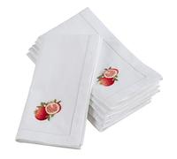 SARO LIFESTYLE NM158.W20S The Broderie Collection Lot de 6 serviettes de table brodées en coton Motif grenade