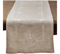 SARO LIFESTYLE Table Décor Fleur-de-Lis Collection, Naturel, 16" x 72"