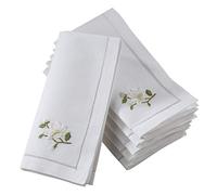 SARO LIFESTYLE The Broderie Collection NM143.W20S Lot de 6 Serviettes de Table avec Ourlet à Jour Motif Magnolia brodé 100% Coton
