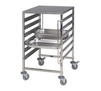 Saro - Noel Chariot à Glissières avec Plan de Travail, Inox, pour 12 Bacs GN 1/1 ou 6 Bacs GN 2/1, 6 Niveaux, Capacité de Charge 120 kg, 4 Roulettes, 595 x 670 x 1 025 mm