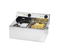 Saro - Profri 66 Friteuse, 2 x 6 l, Inox, Cuve avec Zone Froide, Réglage Continu de la Température, Thermostat de Sécurité, 2 x 3,25 kW