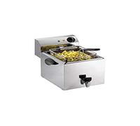 Saro - Profri 8 V Friteuse en Inox, 8 l, avec Robinet de Vidange, Cuve Arrondie à Zone Froide, Température Réglable de 0 à 180 °C, Résistance Amovible, 3,25 kW