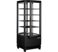 Saro - SC 100 DT Vitrine Réfrigérée, 98 l, 429 x 425 x 1 080 mm, Double Vitrage, 4 Grilles Réglables en Hauteur, Éclairage LED, Plage de Température de 0 à +12 °C, Affichage Numérique, Noir