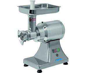 Saro - Sorento Hachoir à Viande pour la Restauration, Capacité env. 100 kg/h, Vis sans Fin en Inox, avec 2 Disques Perforés (6/8 mm), Couteau en Croix, Poussoir et Entonnoir à Saucisses, 0,55 kW