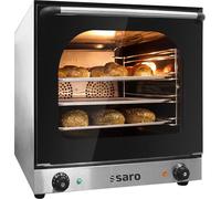 Saro - Terni Four à Convection, Corps en Acier Inoxydable, pour 4 Plaques de 435 x 315 mm, Plage de Température 60-300 °C, Double Ventilation, Minuterie, 2,67 kW