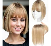 SARO-UP Postiche pour cheveux clairsemés, cheveux humains naturels, 25,4 cm (4T10/16#), petit, densité 160 %, style moderne, pour femme, sans colle, base suisse