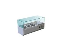 Saro - VRX 955/380 Saladette Réfrigérée à Poser, pour 3 Bacs GN 1/3, 955 x 395 x 435 mm, Verre/Inox, Régulateur Numérique de la Température, Refroidissement Statique, Réfrigérant R600a